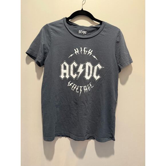 AC/DC Women’s M Gray High Voltage Rocker Tee Shirt - Picture 1 of 4